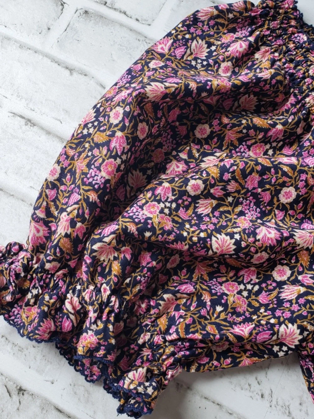 Old Navy Floral Smocked Puff Sleeve Blouse L Boho Cottagecore